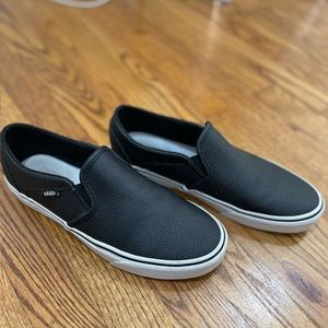 Black Leather Slip-On Vans